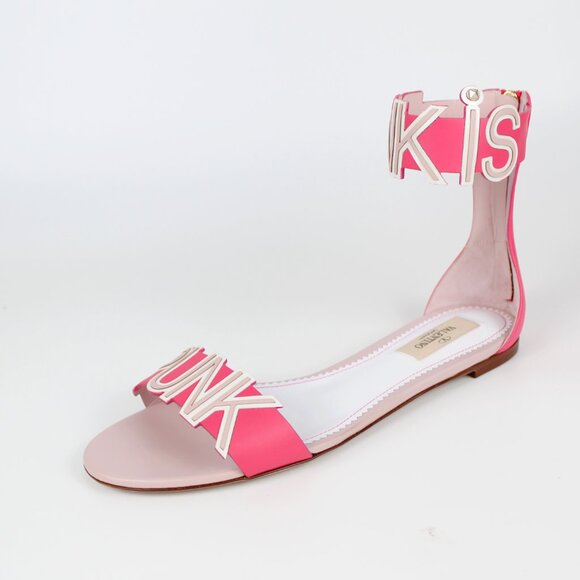 NEW VALENTINO GARAVANI Pink Leather Sandals - Picture 7 of 13